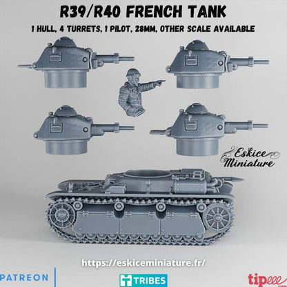 WWII French R39 R40 Tank (1 model) Various Scales Historical Wargaming (US tariffs are pre-paid by us)