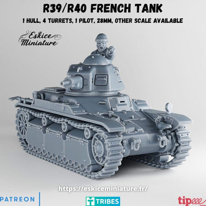 WWII French R39 R40 Tank (1 model) Various Scales Historical Wargaming (US tariffs are pre-paid by us)
