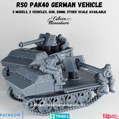 WWII German RSO with PAK40 and Panzergrenadier crew (1 model) Various Scales Historical Wargaming (US tariffs are pre-paid by us)