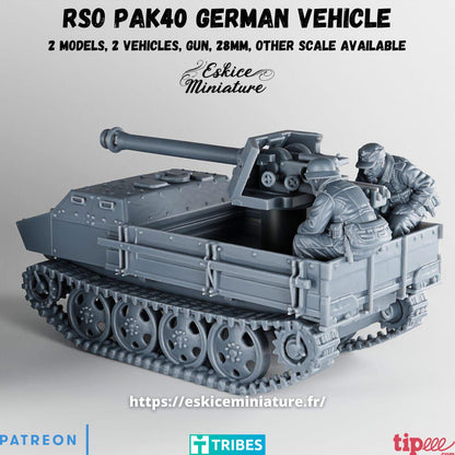 WWII German RSO with PAK40 and Panzergrenadier crew (1 model) Various Scales Historical Wargaming (US tariffs are pre-paid by us)