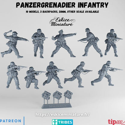 WWII German Panzergrenadier Squad 1 (10 models) Various Scales Historical Wargaming (US tariffs are pre-paid by us)