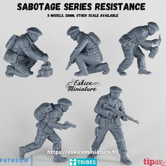 WWII Resistance Fighters Saboteurs Set (5 models) Various Scales Historical Wargaming (US tariffs are pre-paid by us)