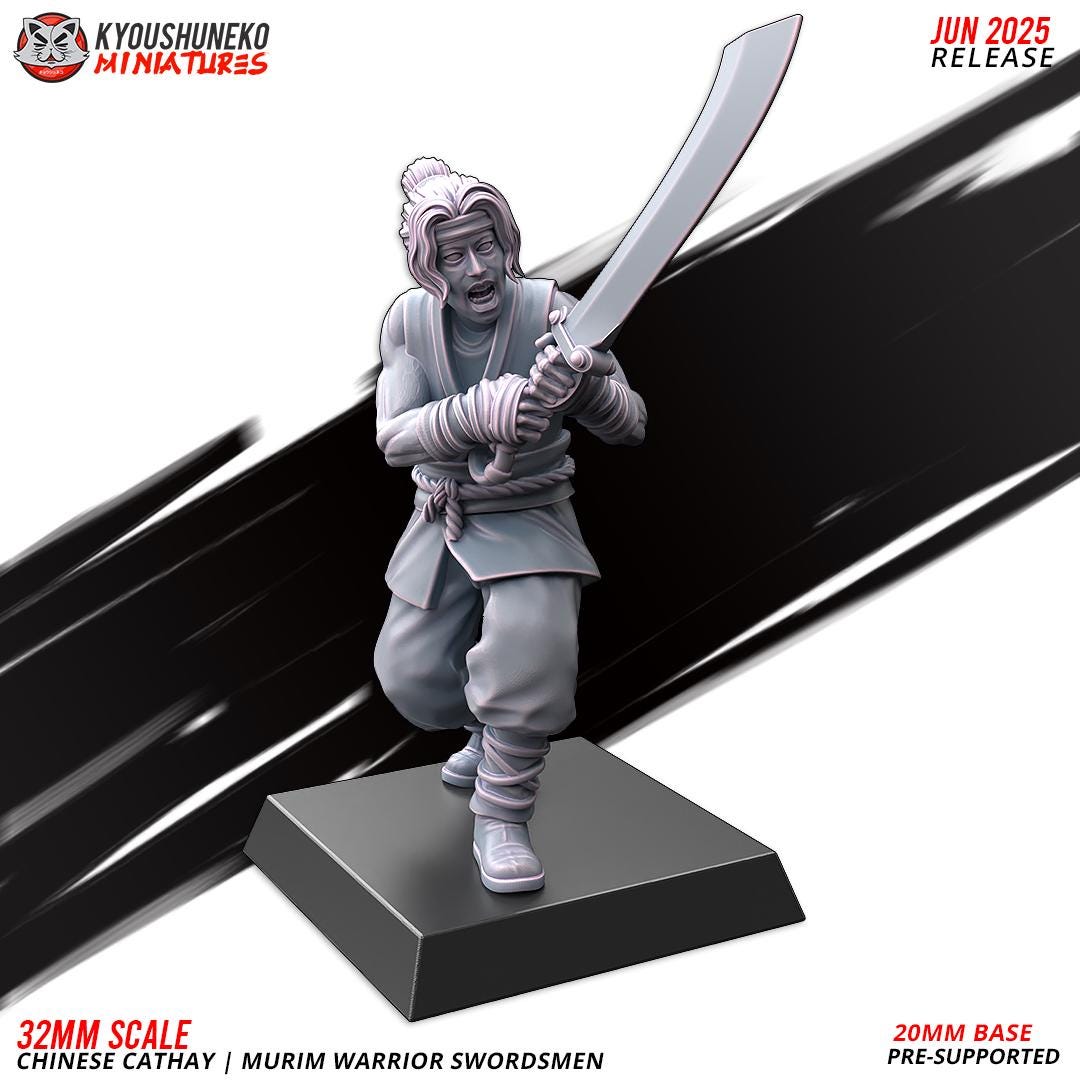 Ancient Chinese Cathay Murim Warriors Swordsmen Unit (10 models) Various Scales Historical Wargaming (US tariffs are pre-paid by us)