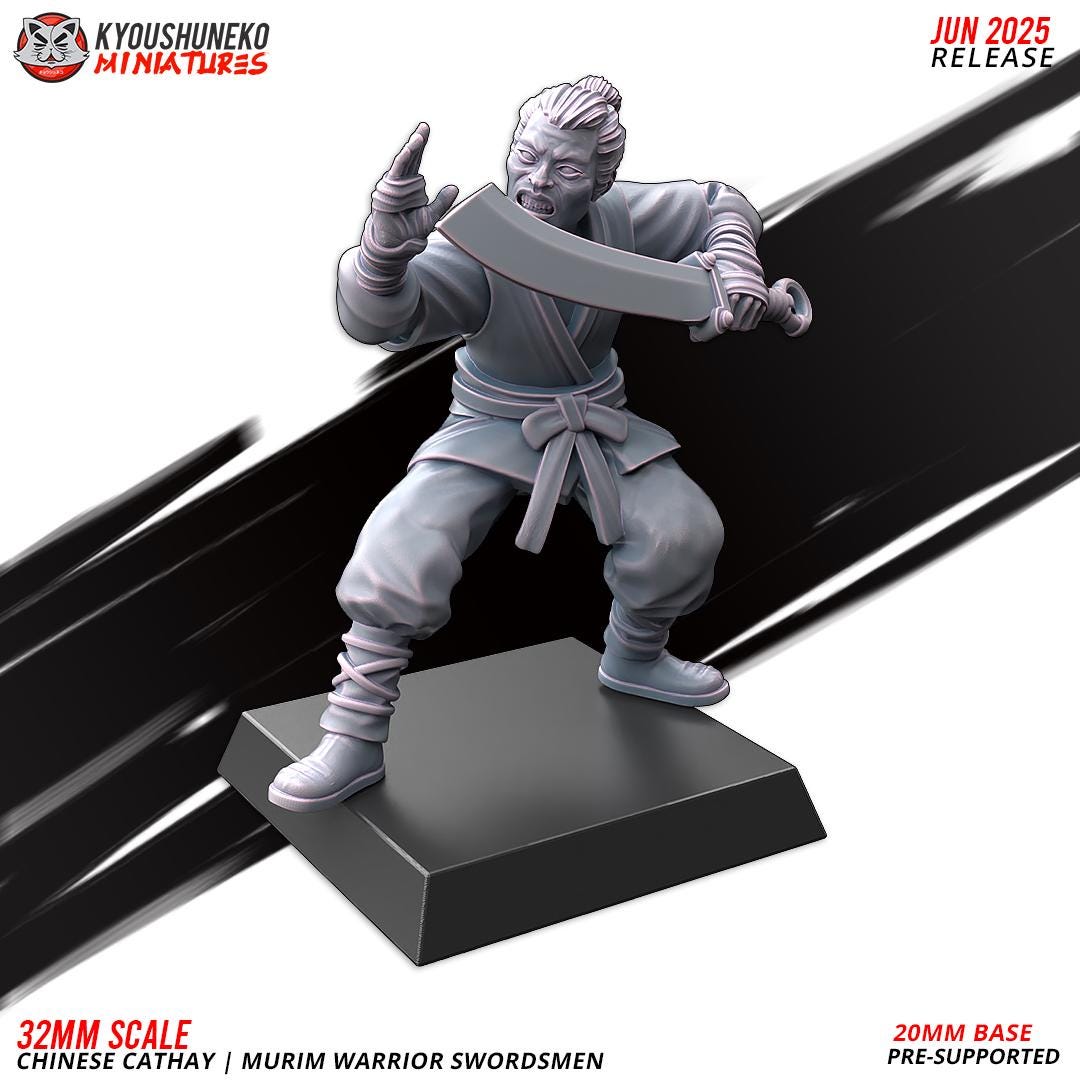 Ancient Chinese Cathay Murim Warriors Swordsmen Unit (10 models) Various Scales Historical Wargaming (US tariffs are pre-paid by us)
