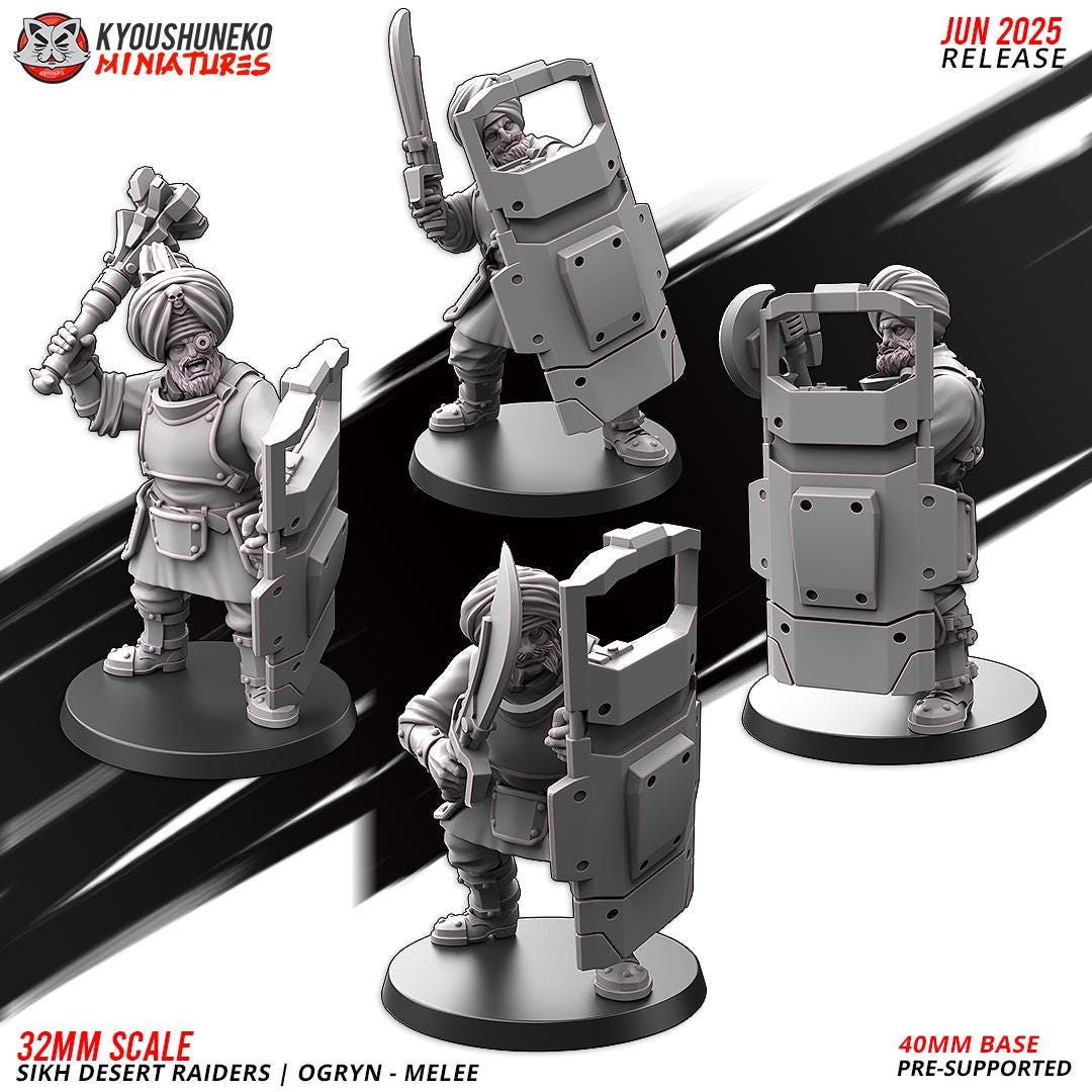 Sikh Desert Raider Ogryns (4 models) Various Scales SF Wargaming (US tariffs are pre-paid by us)