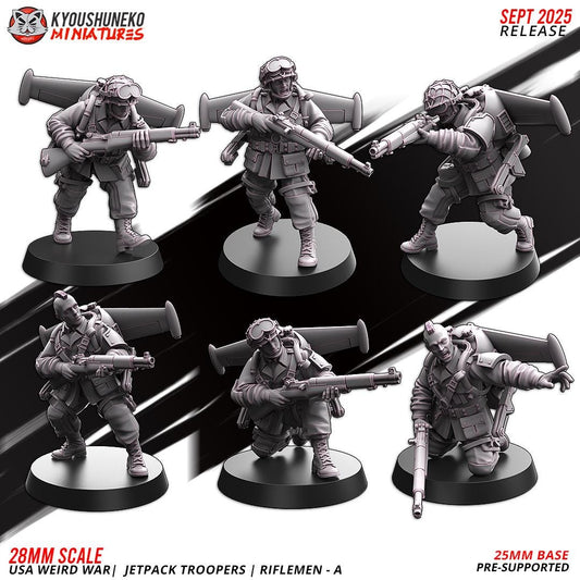 German Weird War Jetpack Troopers Riflemen A (10 models) Various Scales SF Wargaming (US tariffs are pre-paid by us)