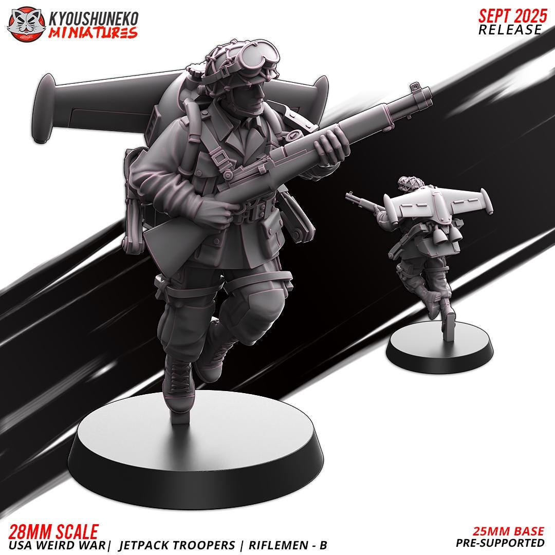 German Weird War Jetpack Troopers Riflemen A (10 models) Various Scales SF Wargaming (US tariffs are pre-paid by us)