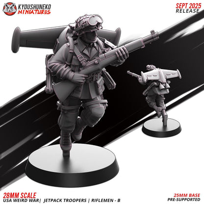 German Weird War Jetpack Troopers Riflemen A (10 models) Various Scales SF Wargaming (US tariffs are pre-paid by us)