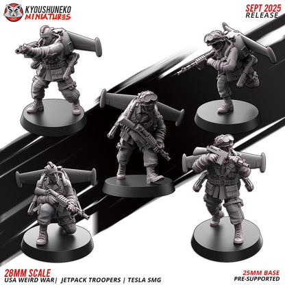 German Weird War Jetpack Troopers Tesla SMGs (10 models) Various Scales SF Wargaming (US tariffs are pre-paid by us)
