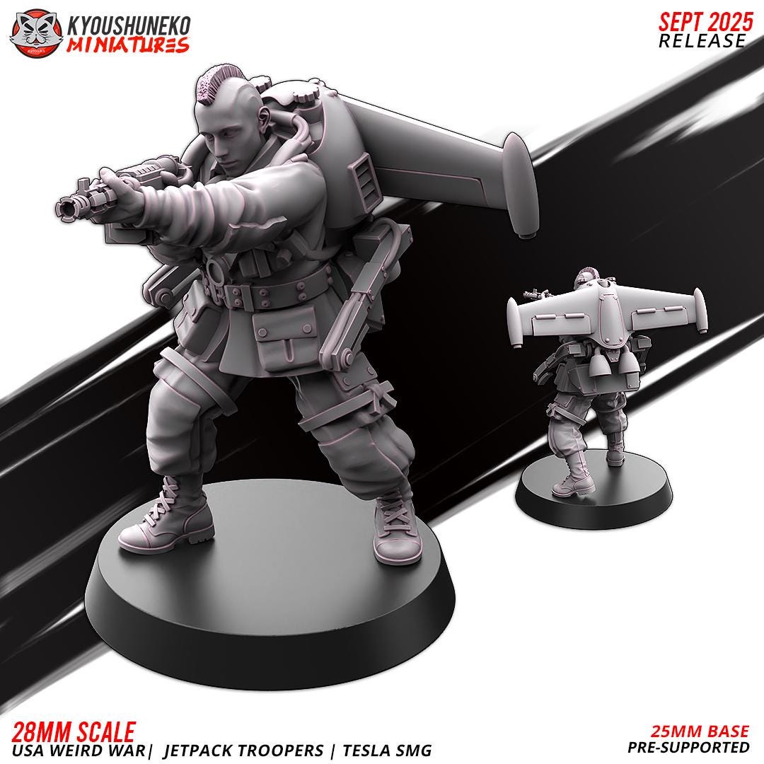 German Weird War Jetpack Troopers Tesla SMGs (10 models) Various Scales SF Wargaming (US tariffs are pre-paid by us)