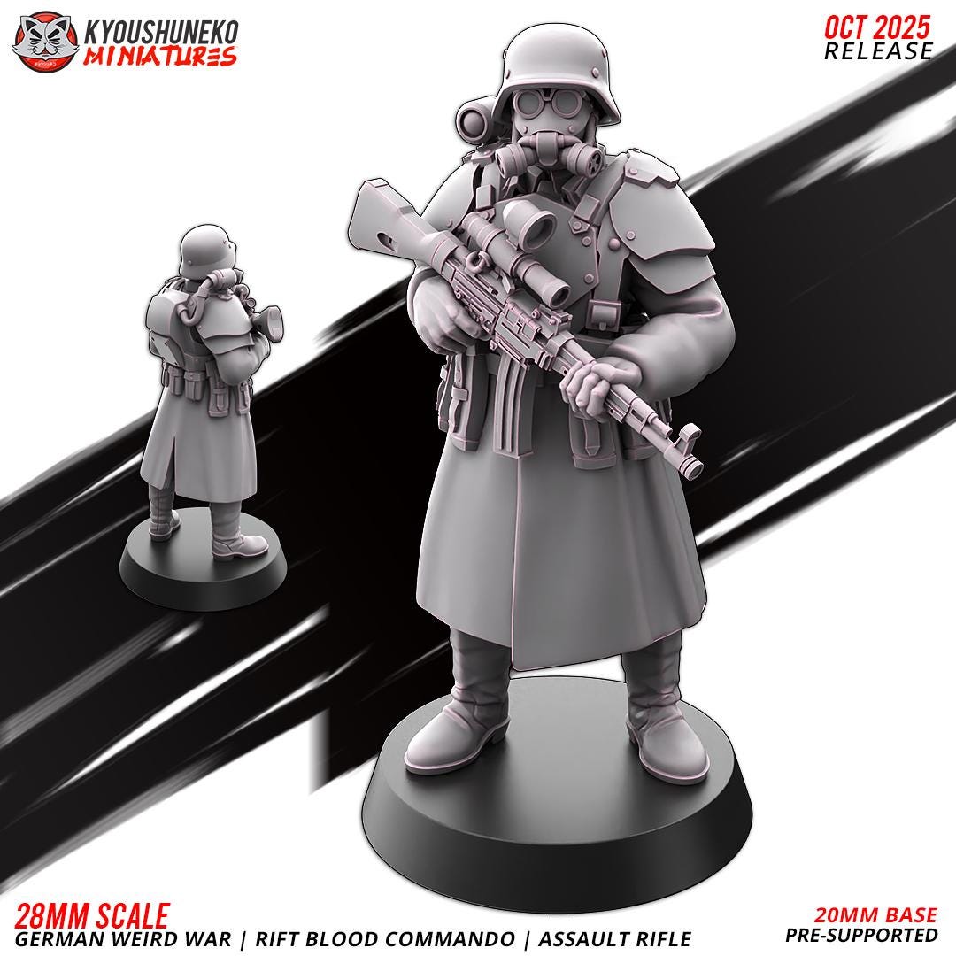Axis Weird War Rift Blood Commando Escort with SMGs or Assault Rifles (3 models) Various Scales Sf Wargaming (US tariffs are pre-paid by us)
