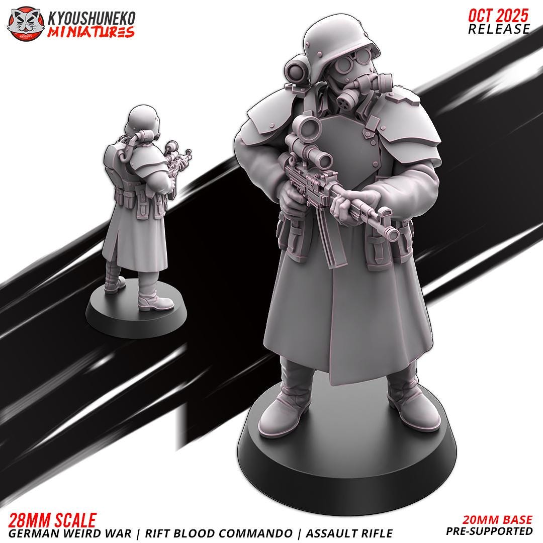 Axis Weird War Rift Blood Commando Escort with SMGs or Assault Rifles (3 models) Various Scales Sf Wargaming (US tariffs are pre-paid by us)