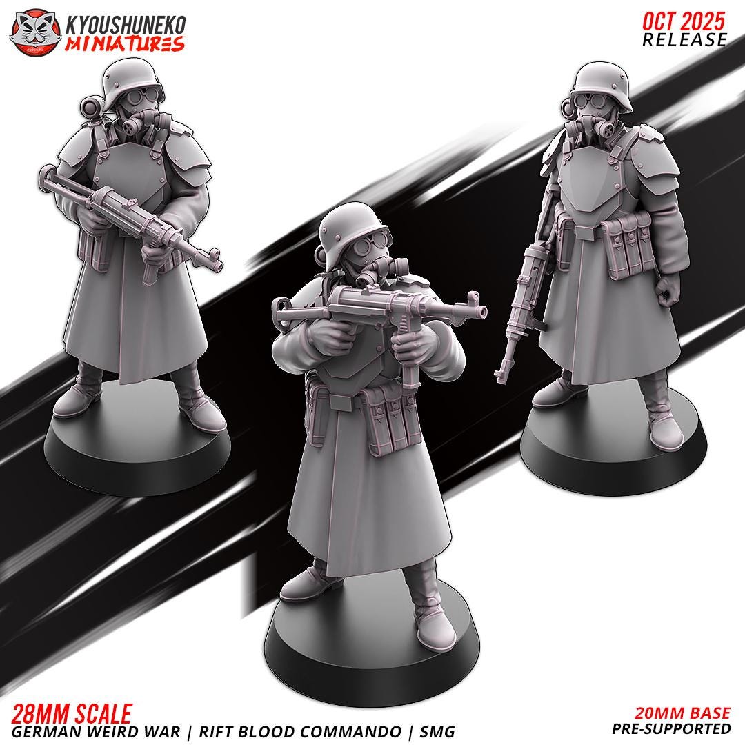 Axis Weird War Rift Blood Commando Escort with SMGs or Assault Rifles (3 models) Various Scales Sf Wargaming (US tariffs are pre-paid by us)