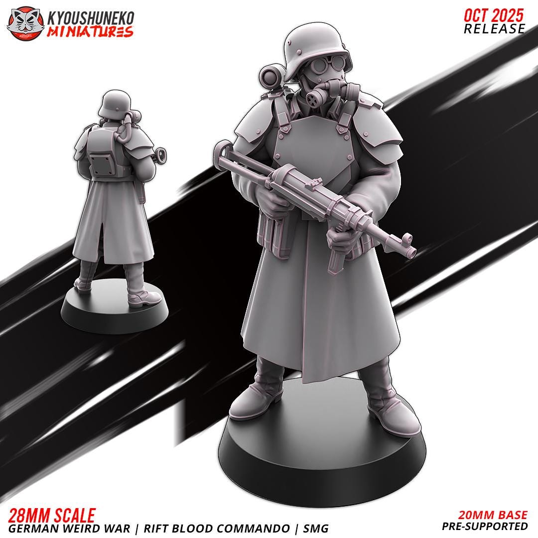 Axis Weird War Rift Blood Commando Escort with SMGs or Assault Rifles (3 models) Various Scales Sf Wargaming (US tariffs are pre-paid by us)