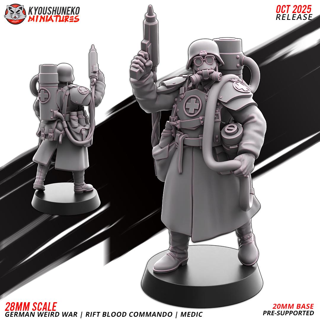 Weird War German Rift Blood Commando Medic (1 models) Various Scales Sf Wargaming (US tariffs are pre-paid by us)
