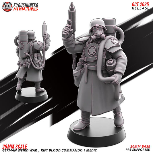 Weird War German Rift Blood Commando Medic (1 models) Various Scales Sf Wargaming (US tariffs are pre-paid by us)