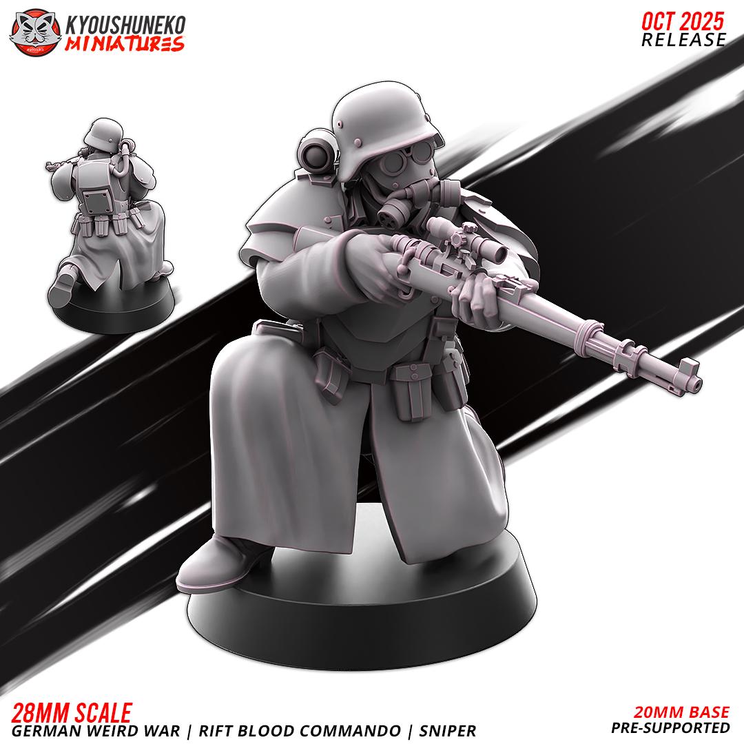 Weird War German Rift Blood Commando Sniper (1 models) Various Scales Sf Wargaming (US tariffs are pre-paid by us)