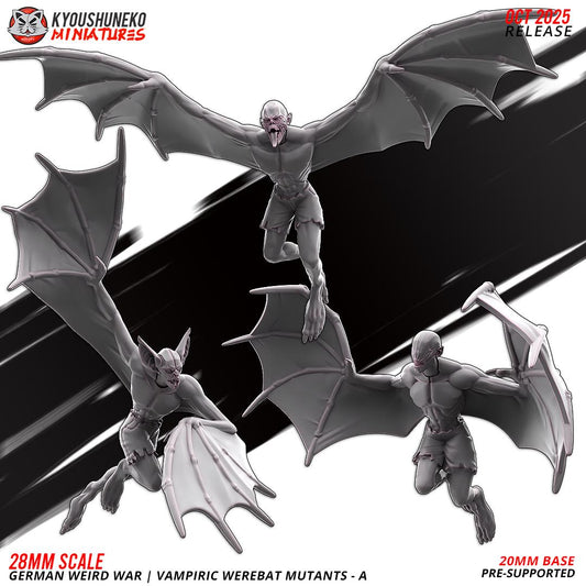 Weird War German Vampiric Werebat Mutants (6 models) Various Scales SF Wargaming (US tariffs are pre-paid by us)