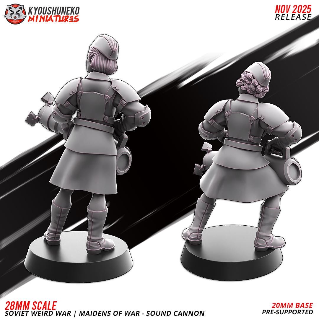 Weird War Soviet War Maidens Sound Cannon Team (2 models) Various Scales Sf Wargaming (US tariffs are pre-paid by us)