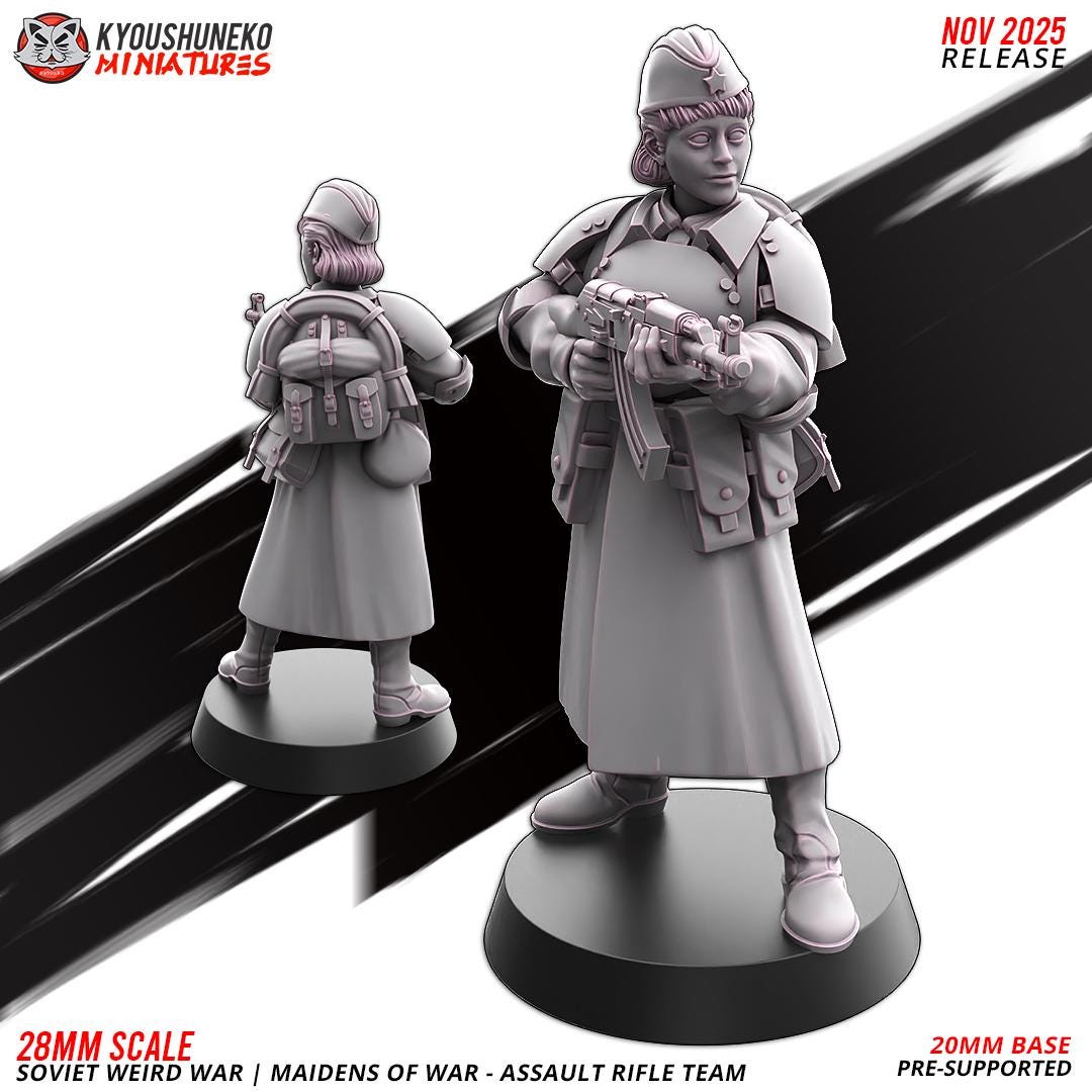 Weird War Soviet War Maidens Squad with Assault Rifles (10 models) Various Scales SF Wargaming (US tariffs are pre-paid by us)