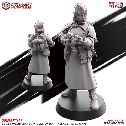 Weird War Soviet War Maidens Squad with Assault Rifles (10 models) Various Scales SF Wargaming (US tariffs are pre-paid by us)