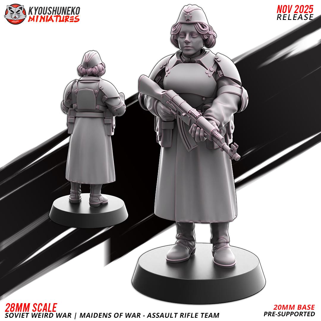 Weird War Soviet War Maidens Squad with Assault Rifles (10 models) Various Scales SF Wargaming (US tariffs are pre-paid by us)