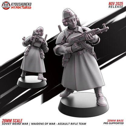 Weird War Soviet War Maidens Squad with Assault Rifles (10 models) Various Scales SF Wargaming (US tariffs are pre-paid by us)