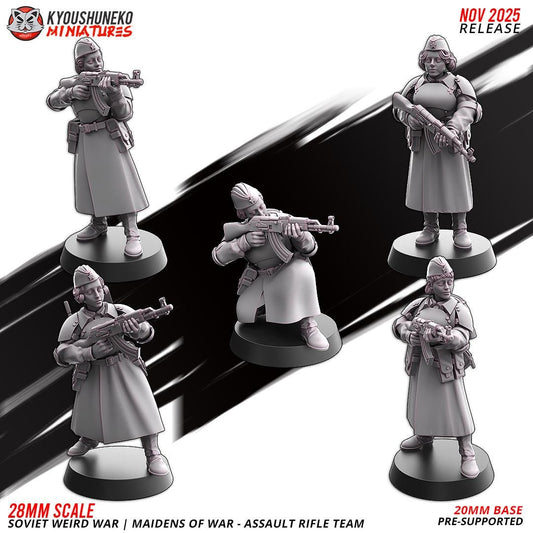 Weird War Soviet War Maidens Squad with Assault Rifles (10 models) Various Scales SF Wargaming (US tariffs are pre-paid by us)