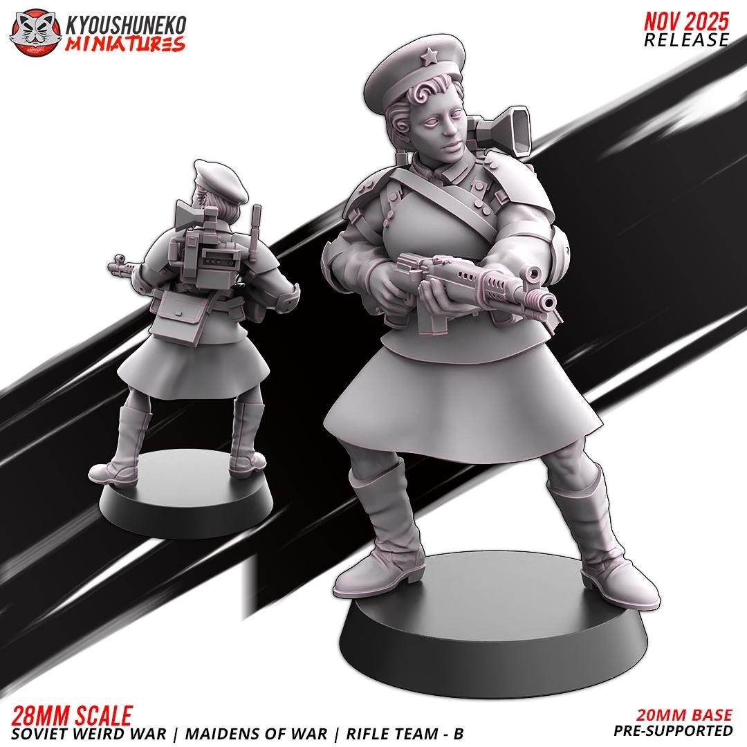 Weird War Soviet War Maidens Squad with Rifles (10 models) Various Scales SF Wargaming (US tariffs are pre-paid by us)