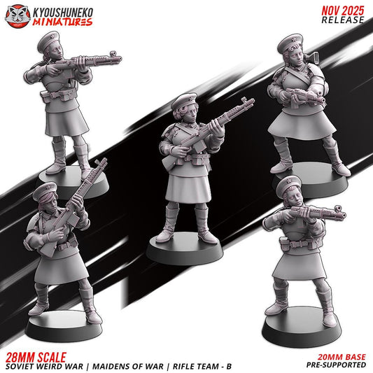 Weird War Soviet War Maidens Squad with Rifles (10 models) Various Scales SF Wargaming (US tariffs are pre-paid by us)