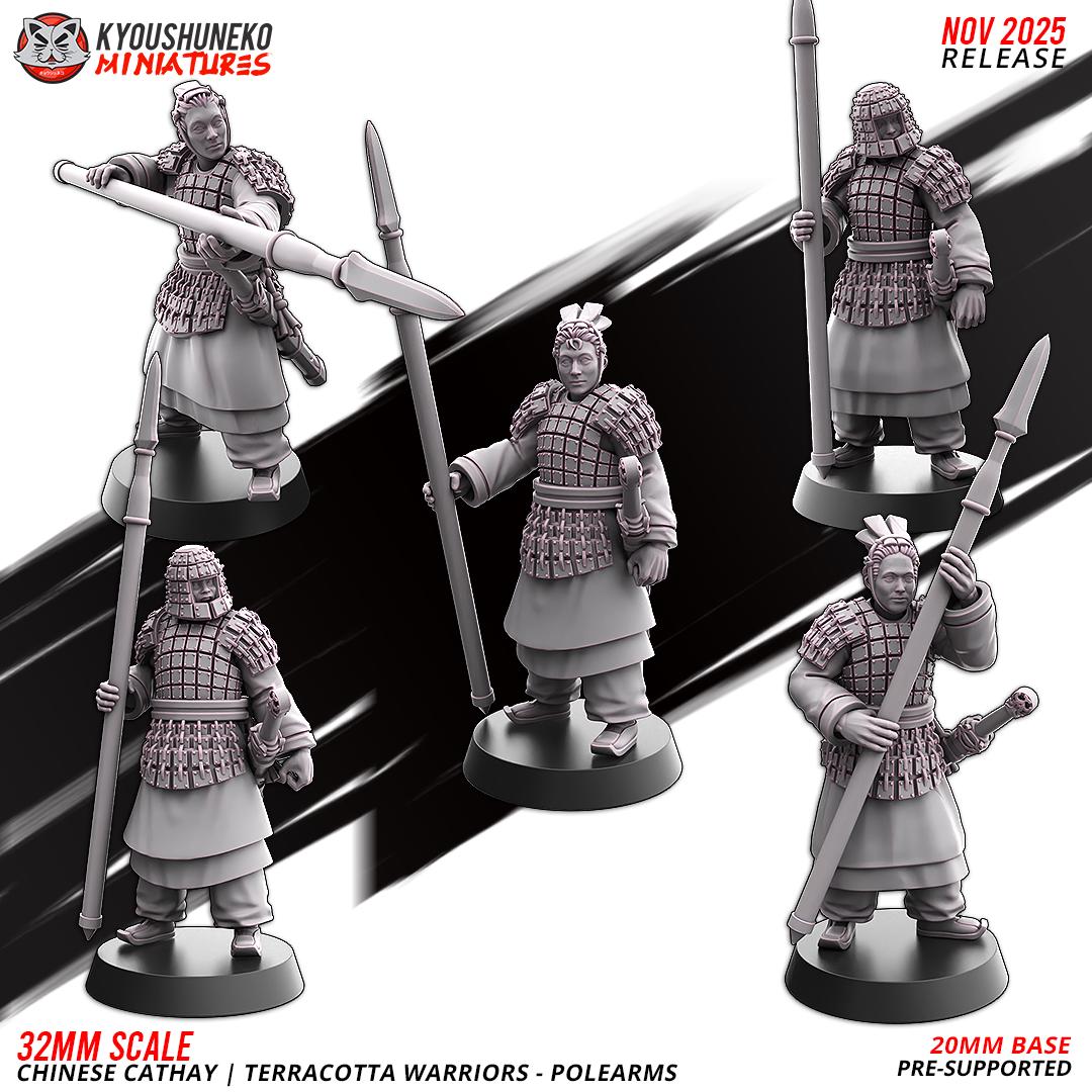Ancient Chinese Cathay Terracotta Warriors Polearm Unit (10 models) Various Scales Historical Wargaming (US tariffs are pre-paid by us)