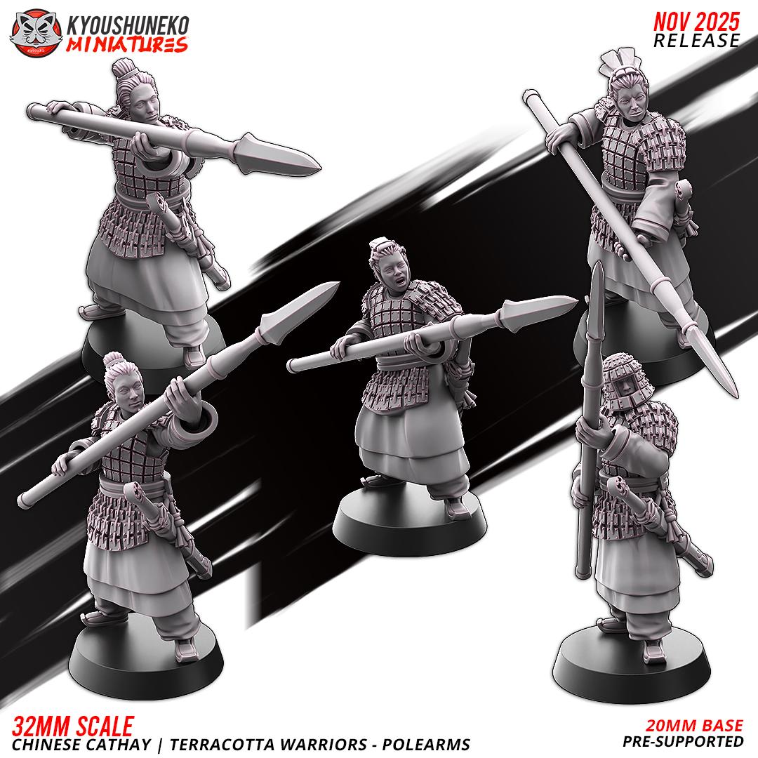 Ancient Chinese Cathay Terracotta Warriors Polearm Unit (10 models) Various Scales Historical Wargaming (US tariffs are pre-paid by us)