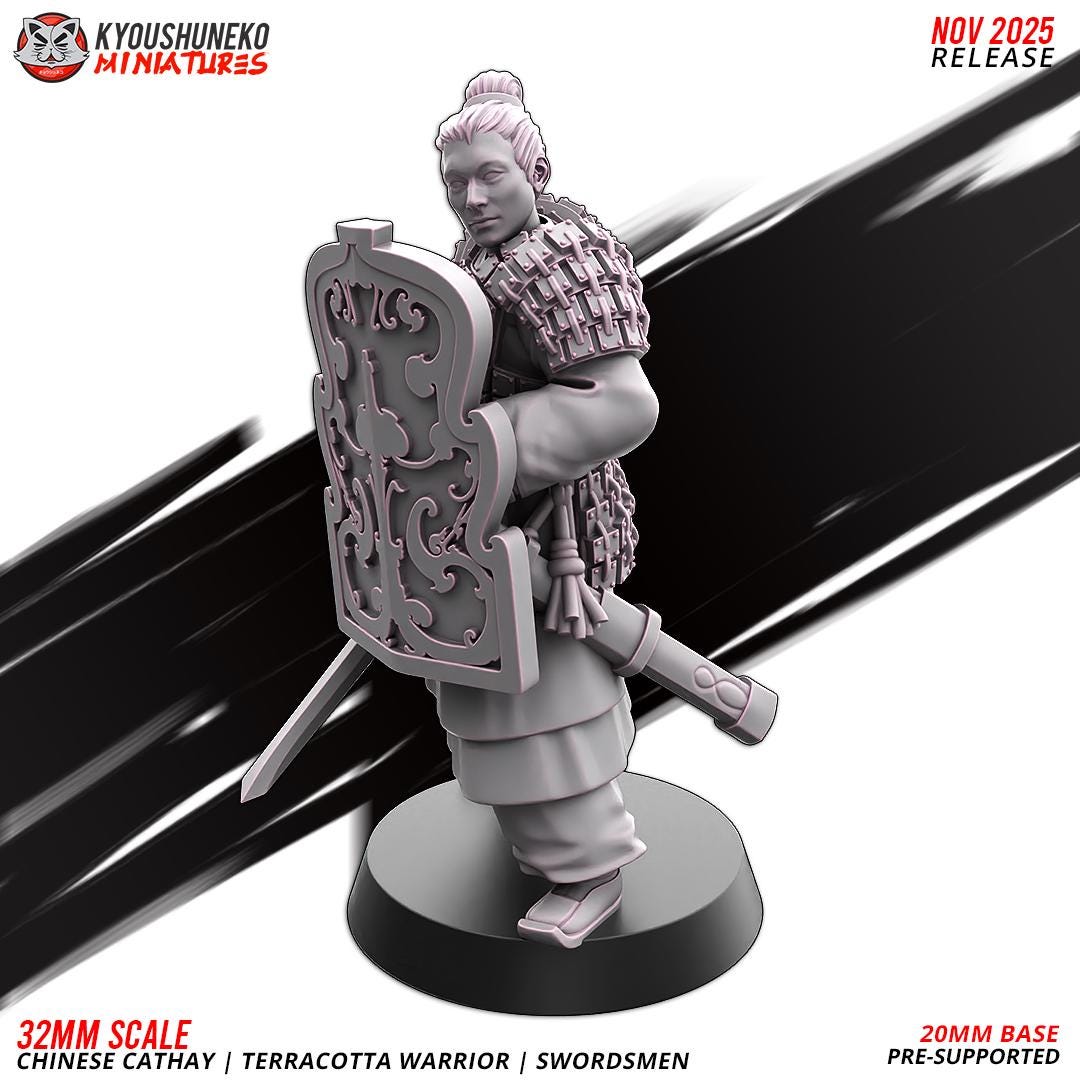 Ancient Chinese Cathay Terracotta Warriors Swordsmen Unit (10 models) Various Scales Historical Wargaming (US tariffs are pre-paid by us)