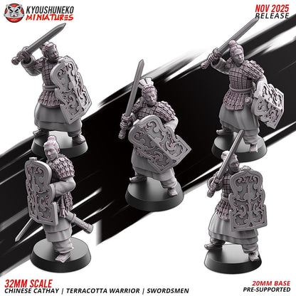 Ancient Chinese Cathay Terracotta Warriors Swordsmen Unit (10 models) Various Scales Historical Wargaming (US tariffs are pre-paid by us)