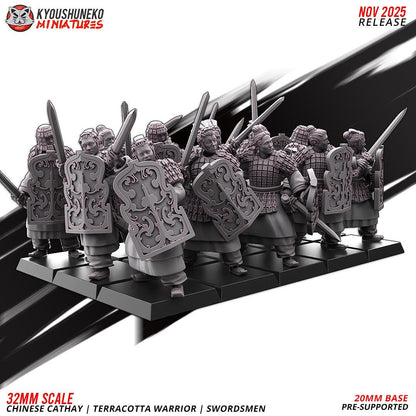 Ancient Chinese Cathay Terracotta Warriors Swordsmen Unit (10 models) Various Scales Historical Wargaming (US tariffs are pre-paid by us)