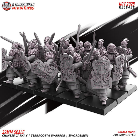 Ancient Chinese Cathay Terracotta Warriors Swordsmen Unit (10 models) Various Scales Historical Wargaming (US tariffs are pre-paid by us)
