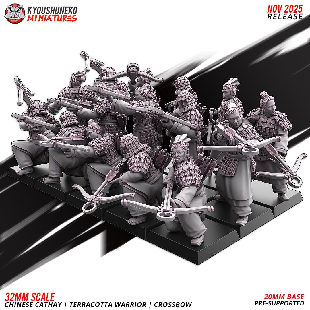 Ancient Chinese Cathay Terracotta Warriors Crossbowmen Unit (10 models) Various Scales Historical Wargaming (US tariffs are pre-paid by us)