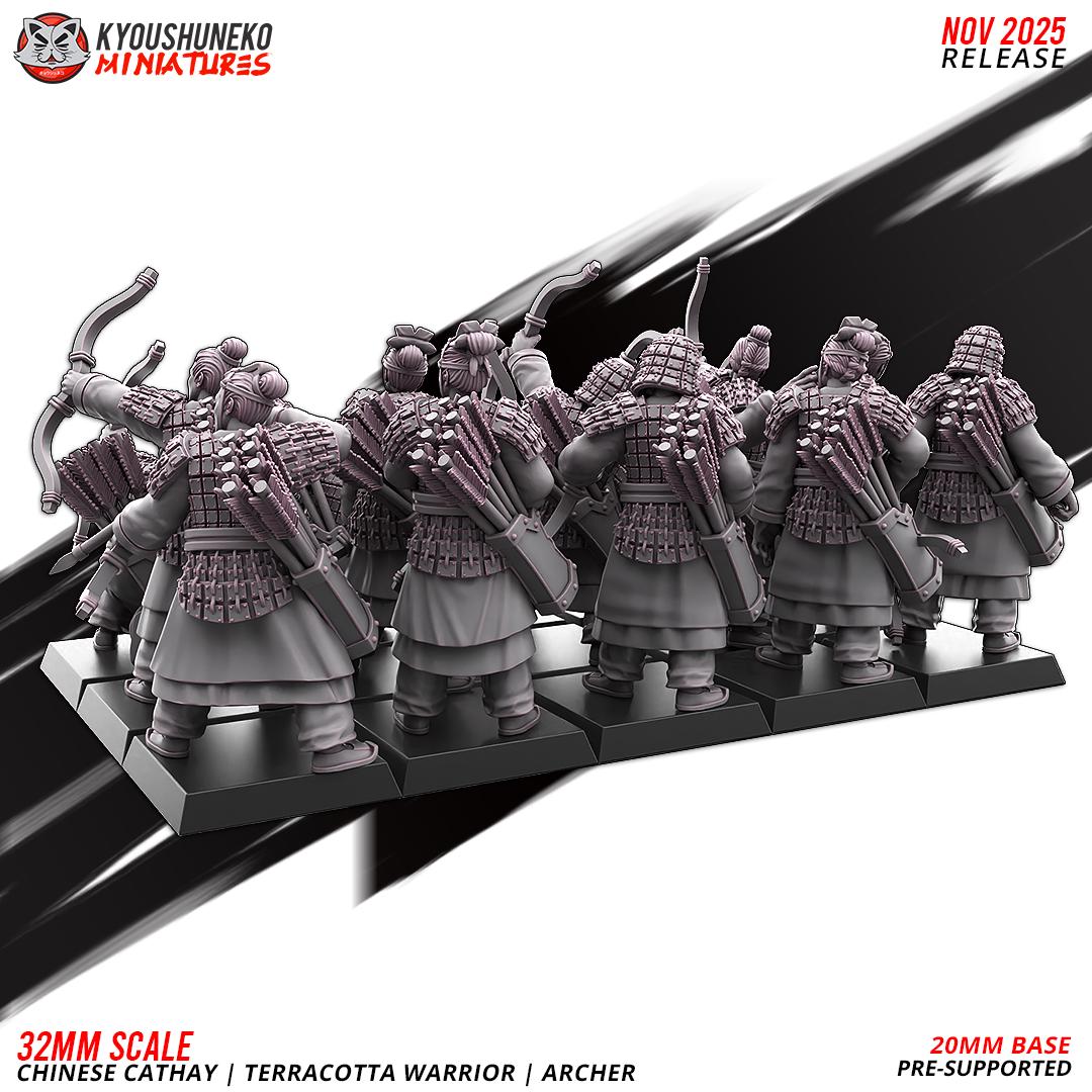 Ancient Chinese Cathay Terracotta Warriors Bowmen Unit (10 models) Various Scales Historical Wargaming (US tariffs are pre-paid by us)