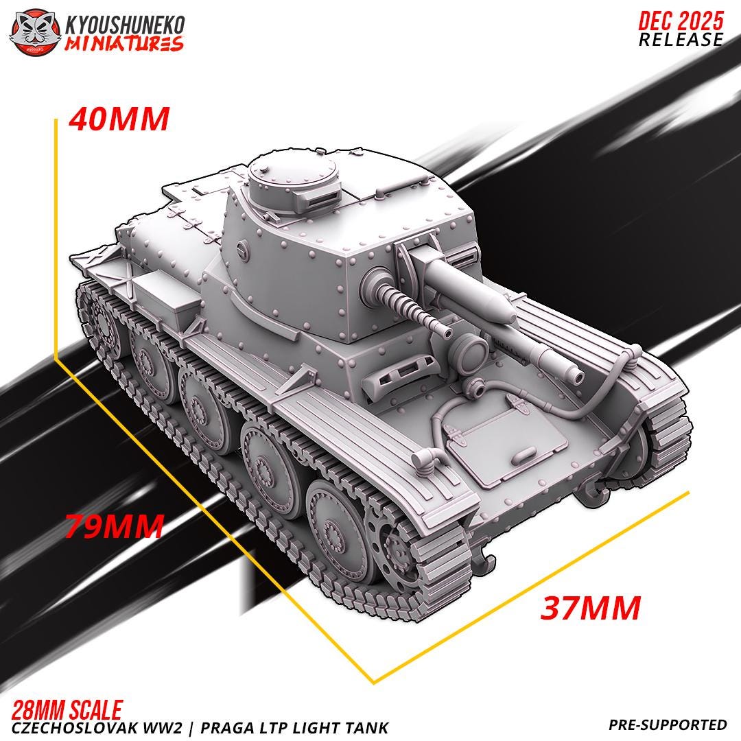 WWII Czechoslovak Praga LTP Light Tank Various Scales Historical Wargaming (US tariffs are pre-paid by us)