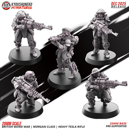 Weird War Commonwealth Morgan Class Heavy Tesla Rifle Squad (10 models) Various Scales SF Wargaming (US tariffs are pre-paid by us)