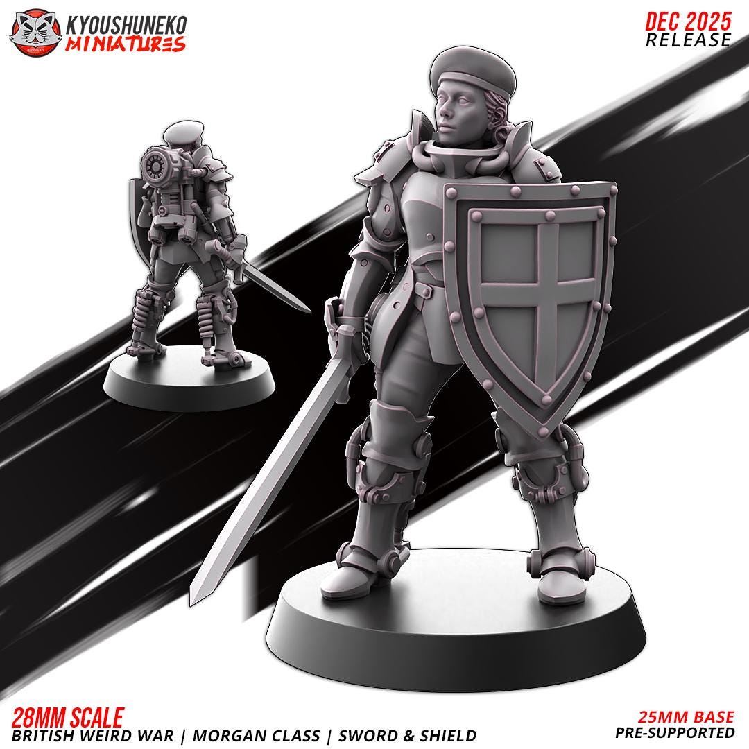 Weird War Commonwealth Morgan Class Sword and Shield Squad (10 models) Various Scales SF Wargaming (US tariffs are pre-paid by us)