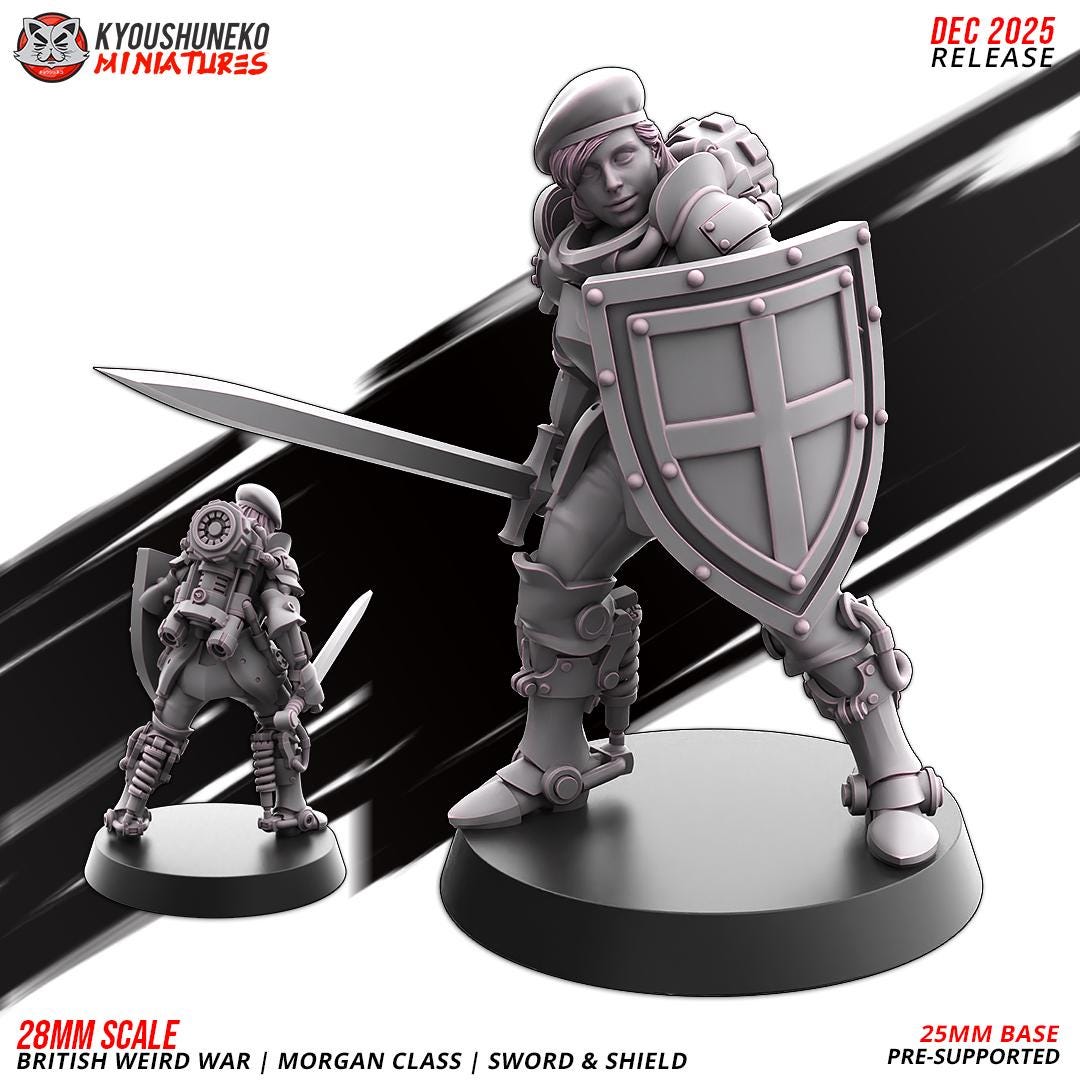 Weird War Commonwealth Morgan Class Sword and Shield Squad (10 models) Various Scales SF Wargaming (US tariffs are pre-paid by us)