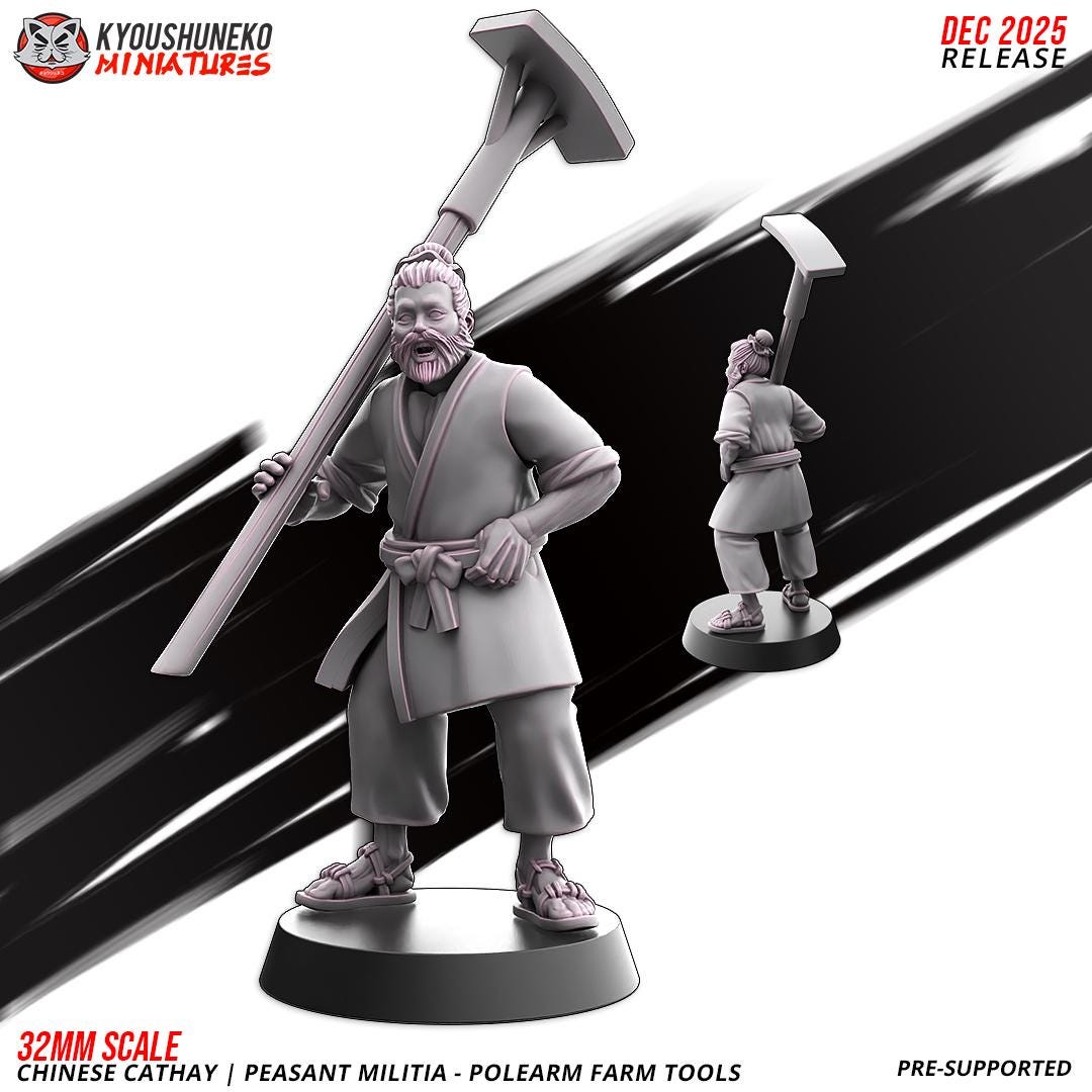 Ancient Chinese Cathay Peasant Militia with Farm Tools Unit (10 models) Various Scales Historical Wargaming (US tariffs are pre-paid by us)
