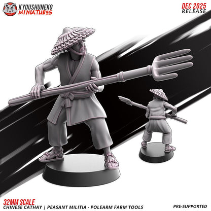 Ancient Chinese Cathay Peasant Militia with Farm Tools Unit (10 models) Various Scales Historical Wargaming (US tariffs are pre-paid by us)