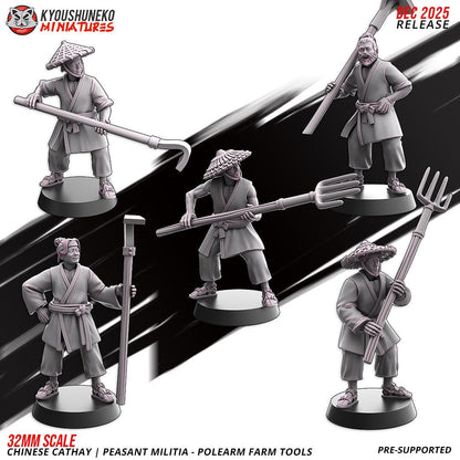 Ancient Chinese Cathay Peasant Militia with Farm Tools Unit (10 models) Various Scales Historical Wargaming (US tariffs are pre-paid by us)