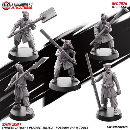 Ancient Chinese Cathay Peasant Militia with Farm Tools Unit (10 models) Various Scales Historical Wargaming (US tariffs are pre-paid by us)