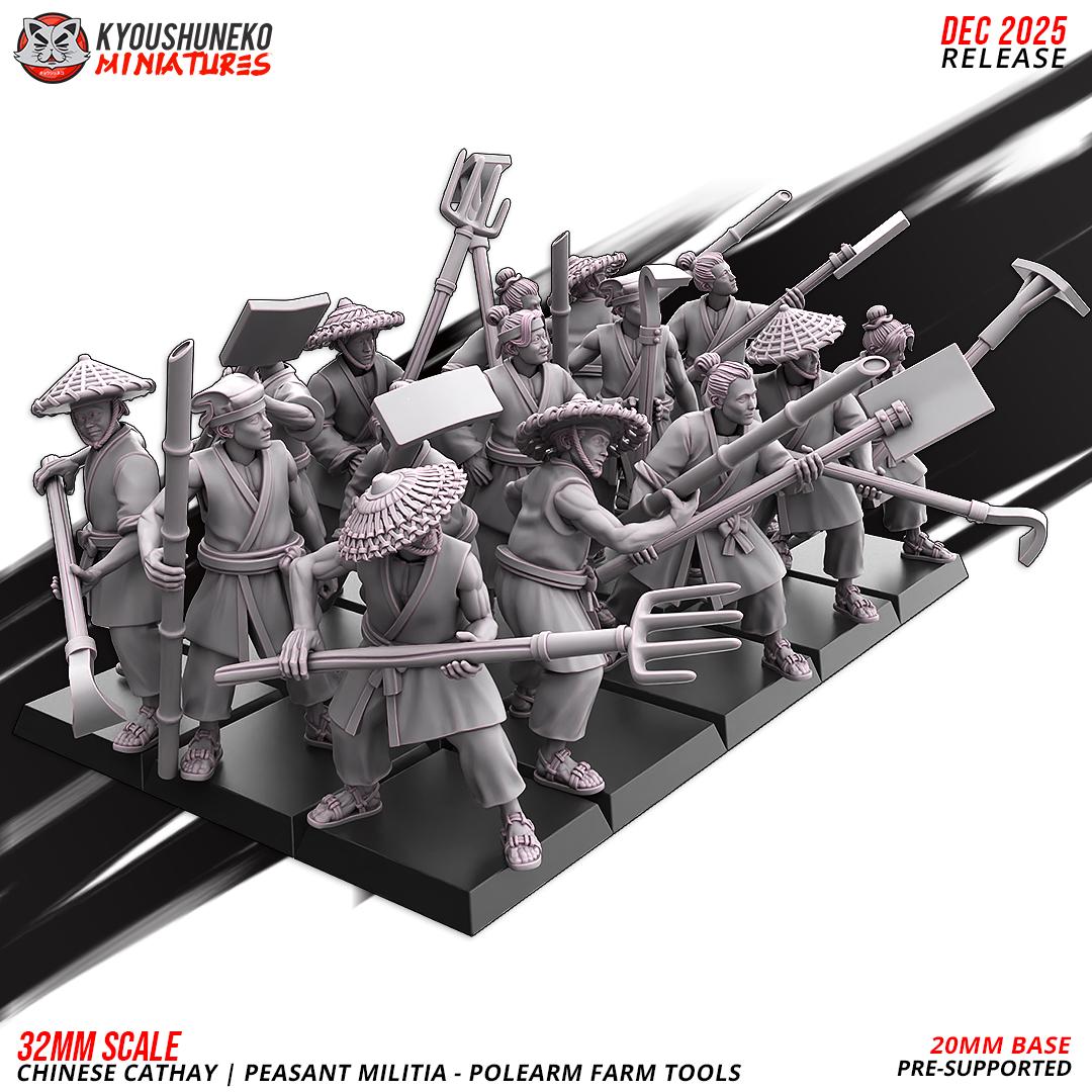 Ancient Chinese Cathay Peasant Militia with Farm Tools Unit (10 models) Various Scales Historical Wargaming (US tariffs are pre-paid by us)