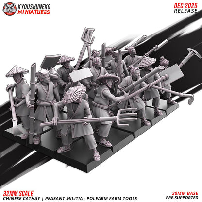 Ancient Chinese Cathay Peasant Militia with Farm Tools Unit (10 models) Various Scales Historical Wargaming (US tariffs are pre-paid by us)