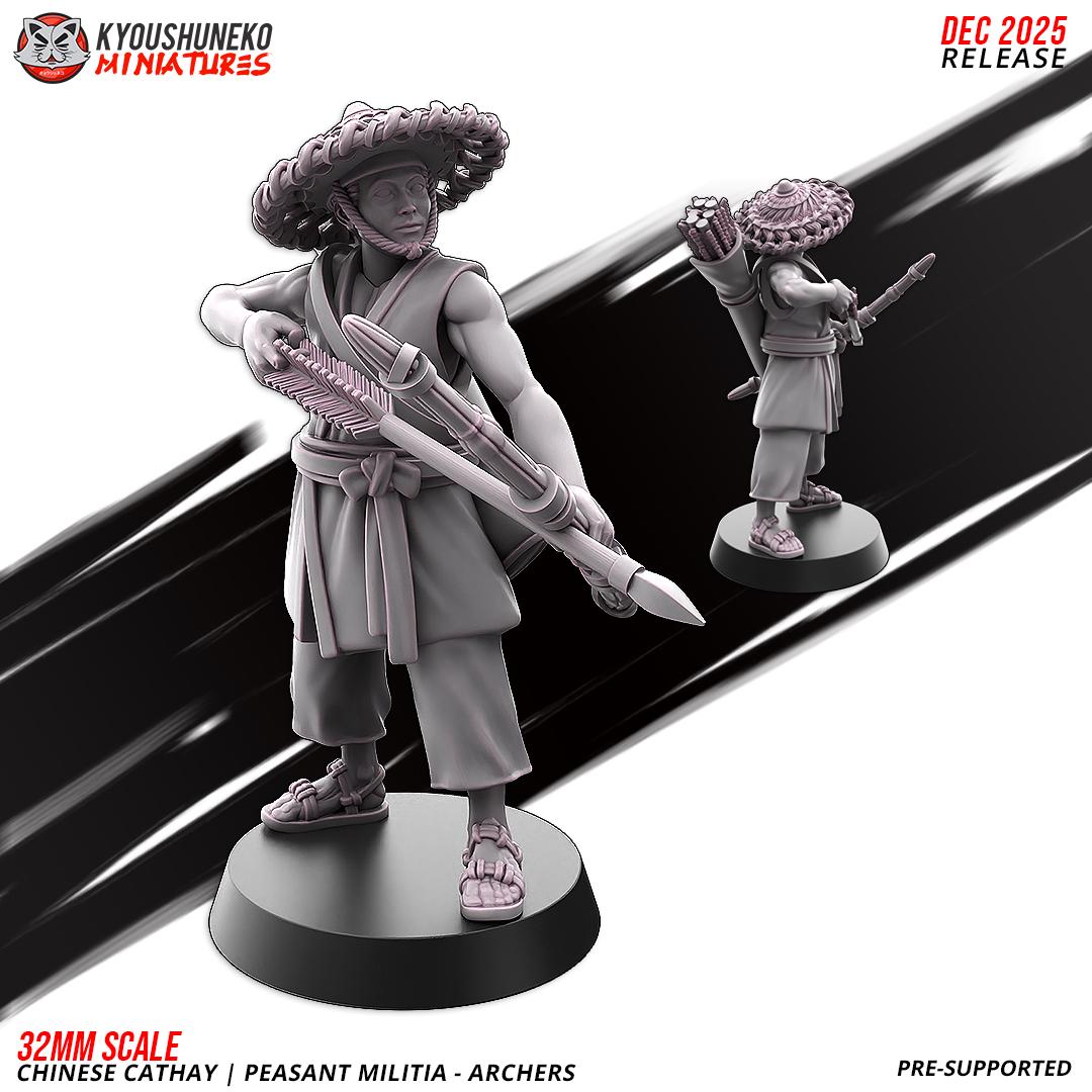 Ancient Chinese Cathay Peasant Militia Archers Unit (10 models) Various Scales Historical Wargaming (US tariffs are pre-paid by us)