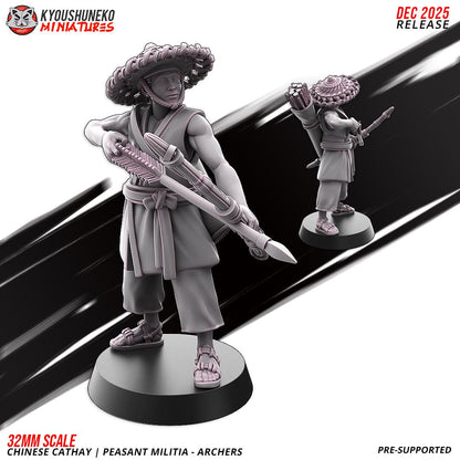 Ancient Chinese Cathay Peasant Militia Archers Unit (10 models) Various Scales Historical Wargaming (US tariffs are pre-paid by us)